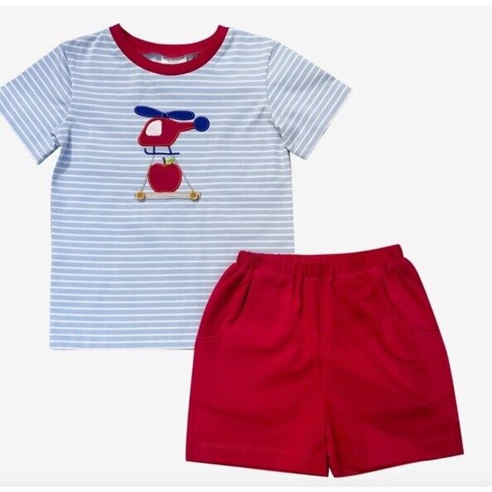 Ishtex Helicopter Boy's Short Set Back To School Size 6 NWT $56